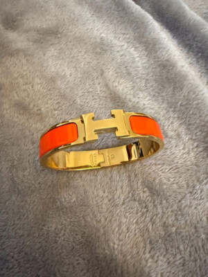 Bracciale Hermes Clic Clac H Bracelet orange Gold Hardware arancione oro