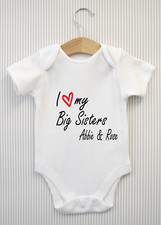 Personalised I love my Big Sisters Baby Grow Bodysuit Babygrow Vest Shower Gift