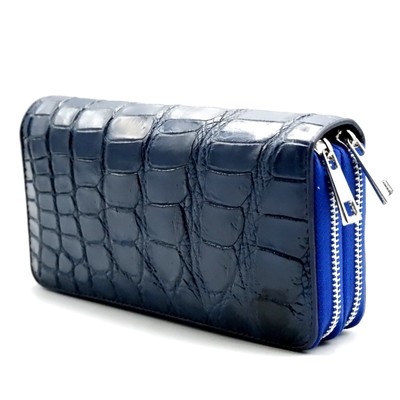 Portefeuille Cuir Véritable Bleu Femme - Neuf Sans étiquette - Fermeture Zip