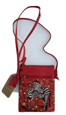 Purse Leather Made in India Hand-Painted Zebra Crossbody     jun22