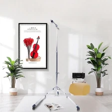 Cymbal Boom Stand - Adjustable, Non-Slip Rubber Feet For Drum Kit, Steel, Silver