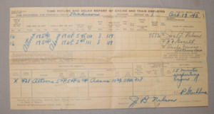 Chicago North Western Railroad time Return and Delay Report Oct 17, 1943