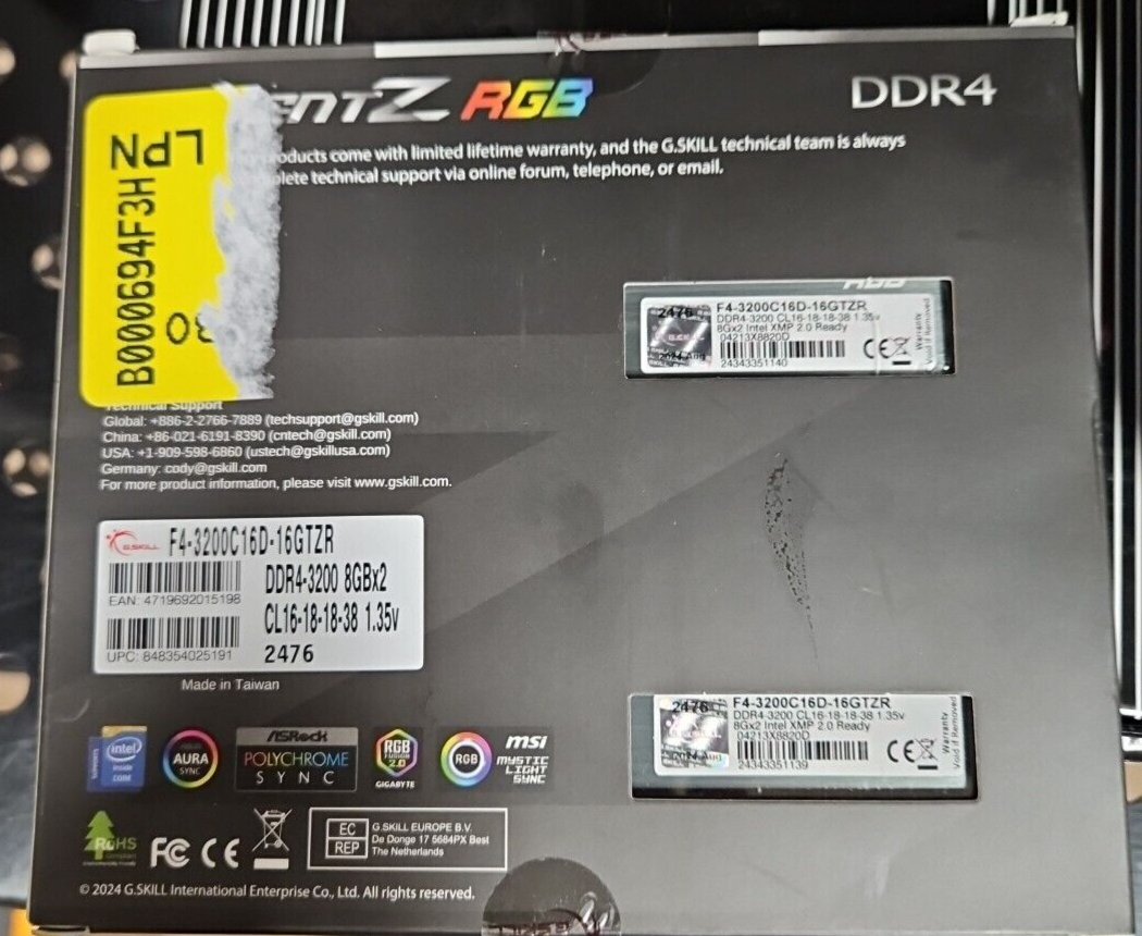 SKILL Trident Z RGB 16GB DDR4 3200 MHz PC4-17000 (F4-3200C16D