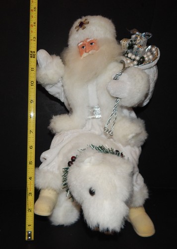 Navidad Viejo Mundo Papá Noel Peluche 15" Peluche Decoración Montar Oso Polar - Imagen 2 de 7