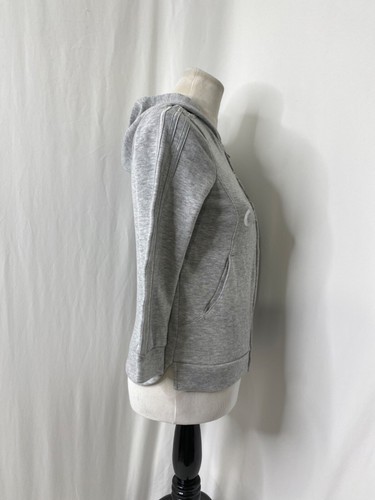 Girls Large Hoodie Adidas Grey Silver Logo Full Zip Athletic Long Sleeve - Picture 4 of 9
