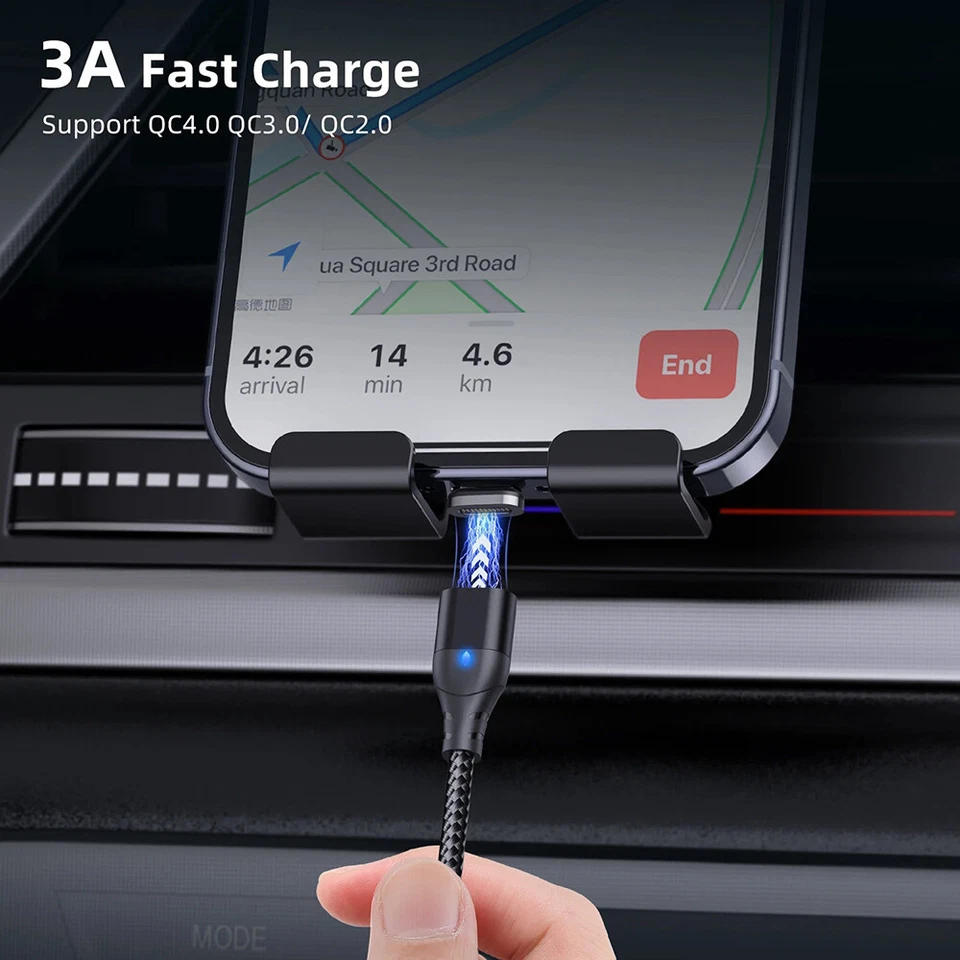 LED Type C Magnetic Charging Cable 3A Fast Charger Data Sync Cord USB C Cable - Image 4 of 4