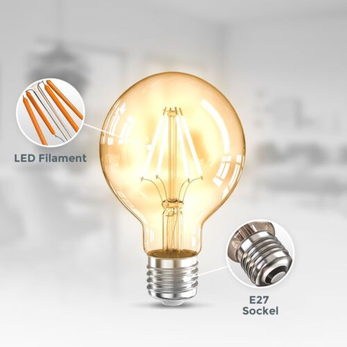 3x LED Edison Bulbs Globe Retro Vintage E27 Warm White Light Lamp G80 4W - Picture 6 of 12