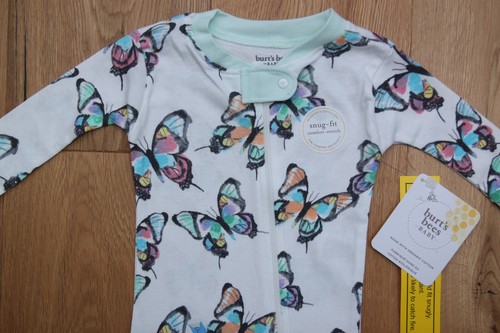 Burt's Bees Baby Organic Cotton Snug Fit Coverall ~ Butterflies ~ - Picture 2 of 3