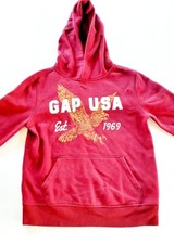 Gap Boys Hoodie Sweatshirt USA Eagle Red Pullover Large