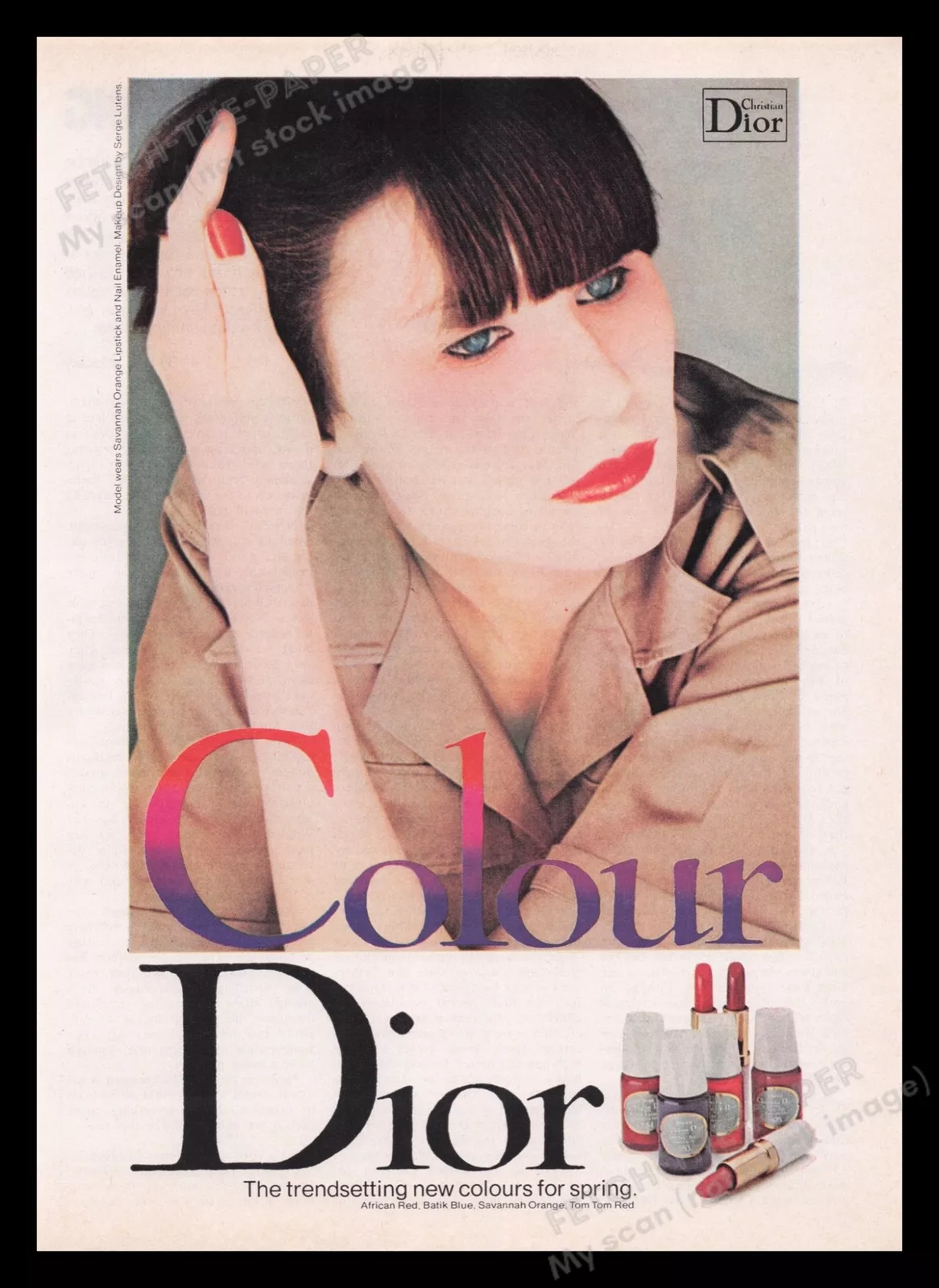 Dior Colour Cosmetics 1970s publicité imprimée annonce 1977 clous modèle