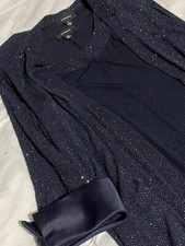 R M Richards Size 16 W Black/Blue Glitter Shimmer 2 Piece Evening Dress  Jacket