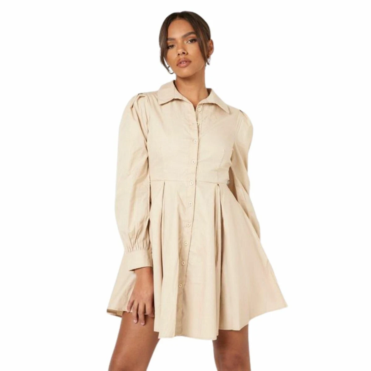 Boohoo button store down dress