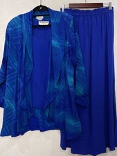 VTG Aliki Yamani Silk Flowy Tank Jacket Skirt Set 3 Piece Tank Set Size M READ