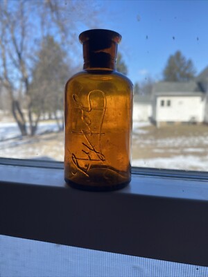 Vintage/antique Lysol bottle Embossed Cursive Script. Apothecary. Empty