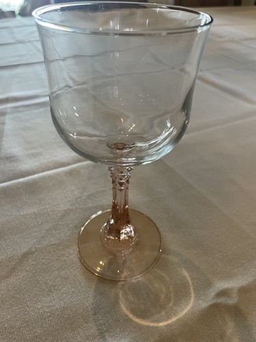Cristal D'Arques Durand French Blush Pink Stems 8oz Wine Glasses Vintage - Picture 5 of 7