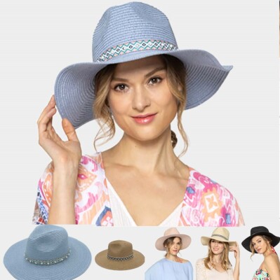 Lot Of 3 Wide Brim Floppy Summer Beach Hats Sun Beach Hats Women Floppy Summer Sunhat with Wide Brim  main image 4