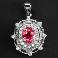 Estate Pink Padparadscha Sapphire 3.35Ct 925 Sterling Silver Handmade Pendants
