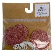 Mini 24" Party Banner Decor Craft Scrapbook Rose Gold Pink Glitter Circles 6 Pks