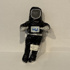 Intel Inside Pentium II Plush Doll w/ Tag, Black/Silver, Small, 1997 Vintage