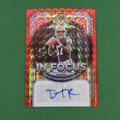 2023 Panini Mosaic Dorian Thompson-Robinson In Focus Auto Red Geo Prizm #IF-DTR