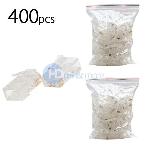400x RJ45 8P8C CAT6 Modular Plug Ethernet Gold Plated Network Connector