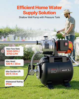 #ad 1 HP Shallow Well Pump with Pressure Tank 120V 1000 GPH for Home Garden Lawn $134.51