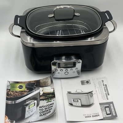 GreenPan 6 Qt Electric Slow Cooker CC008035 Multi Cooker Steamer Digital Black