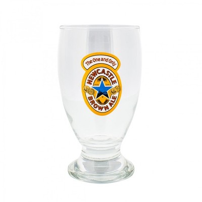 New Castle Brown Ale Logo 16oz Schooner Glass Clear