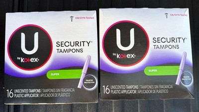 2 Pack NIB SEALED U By Kotex Super Security Tampons Super  16ct DISCONTINUED