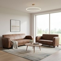 Modernes Braunes Wohnzimmer-Set 3+2-Sitzer-Sofas Ledersofas Hochwertig