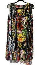 JAMS WORLD Women’s Black Splatter Paint Colorful Sleeveless Dress Sz Large Rayon