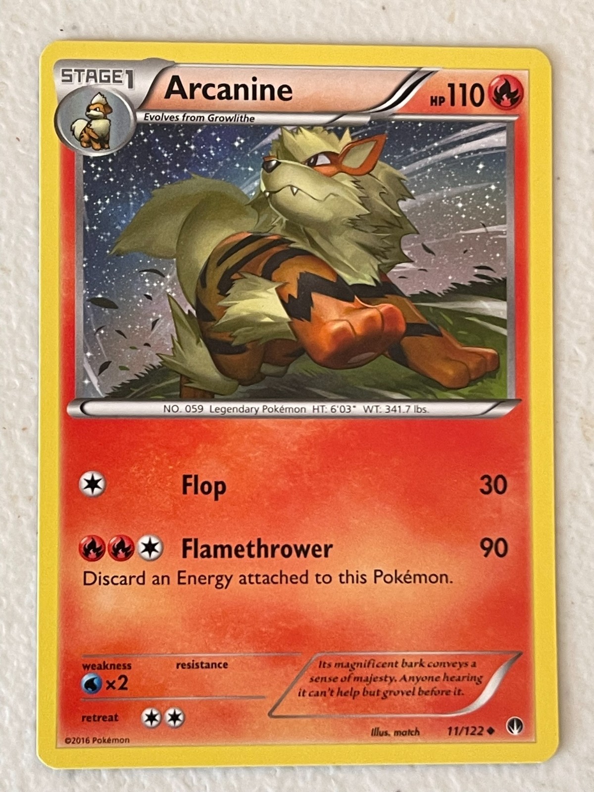 POKEMON ARCANINE 11/122 RARE NM CARD BREAKPOINT