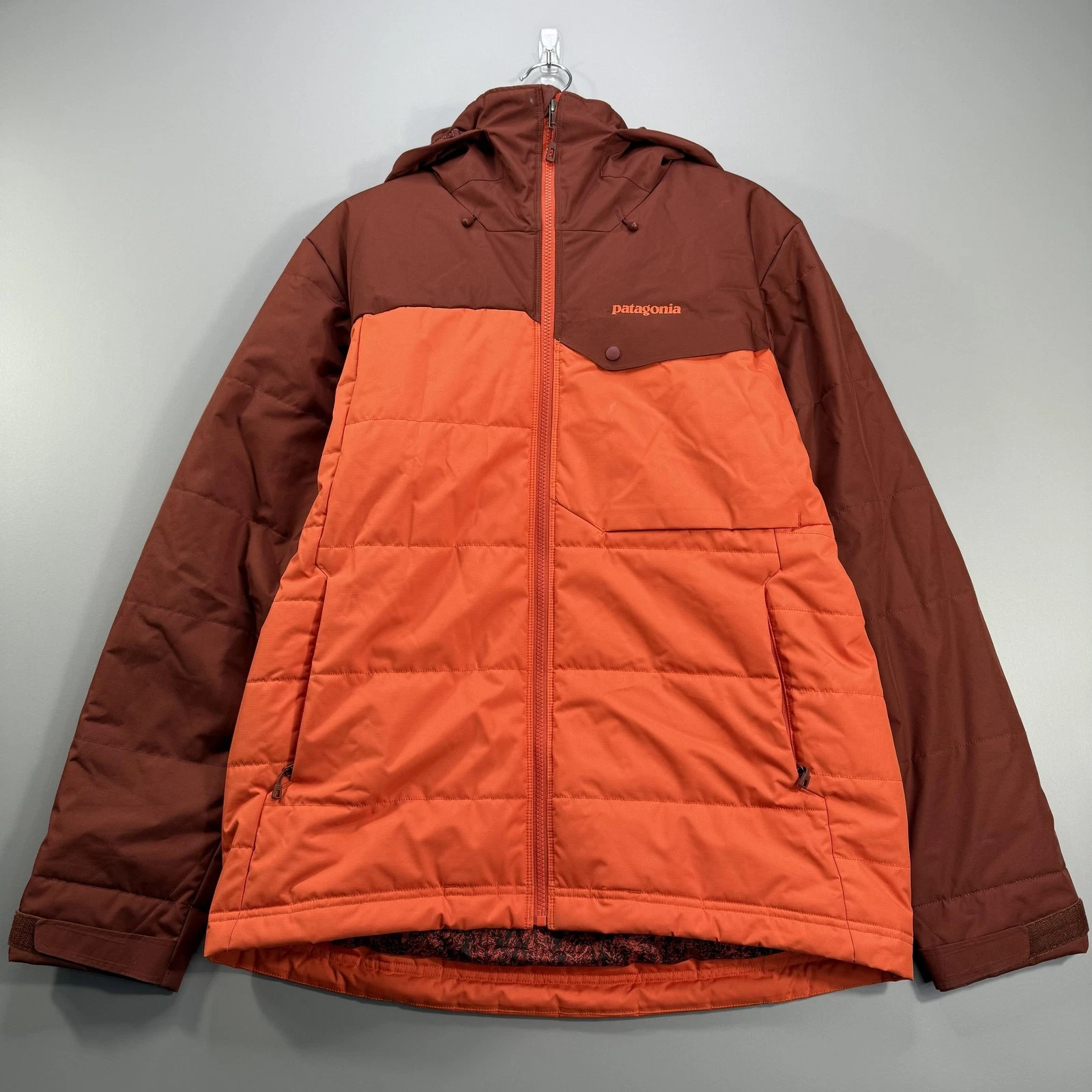 Patagonia Jacket Mens Medium Orange Hooded Insulated Puffer Coat Winter Parka
