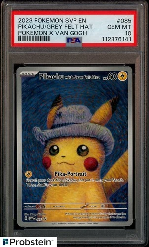 Pokemon Pikachu with Grey Felt Hat Van Gogh 085 Promo PSA 10 Graded GEM MINT