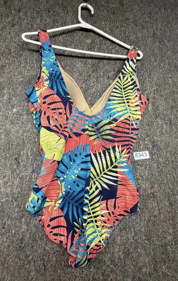 LL Bean Swimsuit Womens Padded Multicolor Floral Tank Size 14R - Image 2 of 4