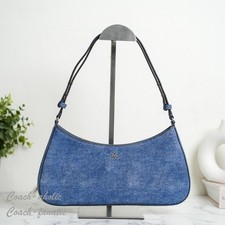 Tory Burch Emerson Denim Suede Adjustable Shoulder Bag Purse NWT