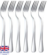 17cm Forks Set Cutlery Stainless Steel Silver 6 pcs BBQ Dining Dishwash UK Stock