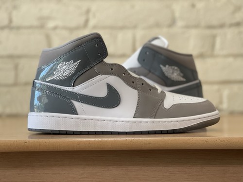 Nike Air Jordan 1 Mid SE Men Size 10 White Medium Grey Cool Grey HF3216-100 New - Picture 2 of 9