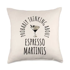 Espresso Martinis Quote Decorative Throw Pillow, Ideal for Home & Bar Décor