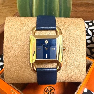 NEW TORY BURCH Phipps Navy Blue Leather Strap Watch TBW7204