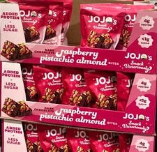 Jojo's Dark Chocolate RASPBERRY ALMOND PISTACHIO BITES Plant-Based Protein 14.4O