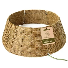 28 Inch Handwoven Wicker Christmas Tree Collar - Adjustable Foldable Basket B...