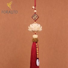Handmade Boxwood Lotus Buddha Fu Figurines Pendants Car Ornaments Decoration New