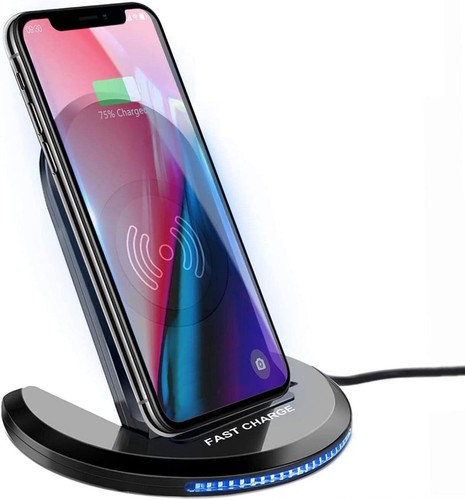 15W Fast Wireless Charger Folding Stand 2-Coils Charging Pad Slim - Picture 2 of 5