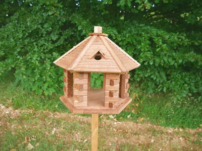 Large Modern Unique Wooden Bird Feeding Station Free Standing