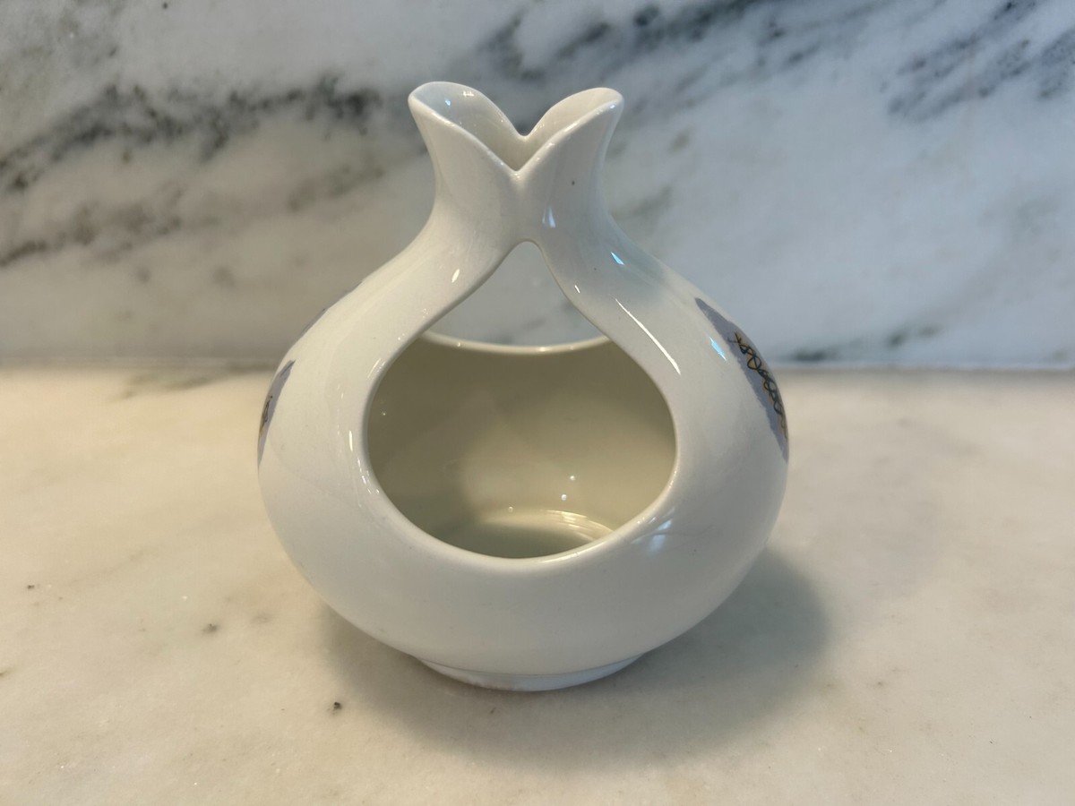 Vintage Hallcraft Eva Zeisel White Floral Candle Stick Holder
