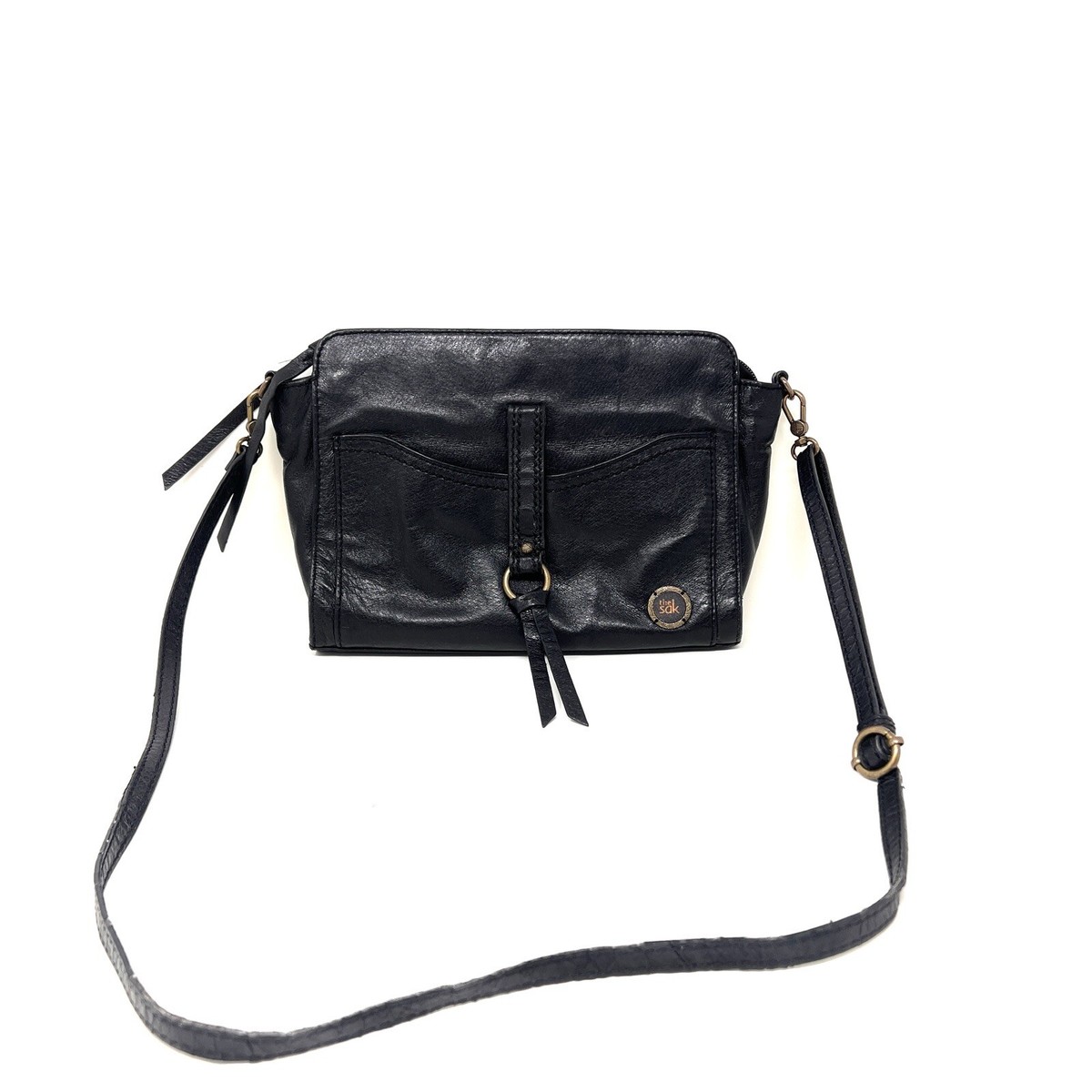 The Sak Vintage Black Leather Happy And Free Crossbody Bag Purse