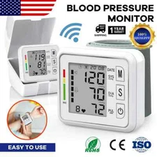 Digital Wrist Blood Pressure Monitor BP Cuff Machine Automatic Pulse Meter Gauge