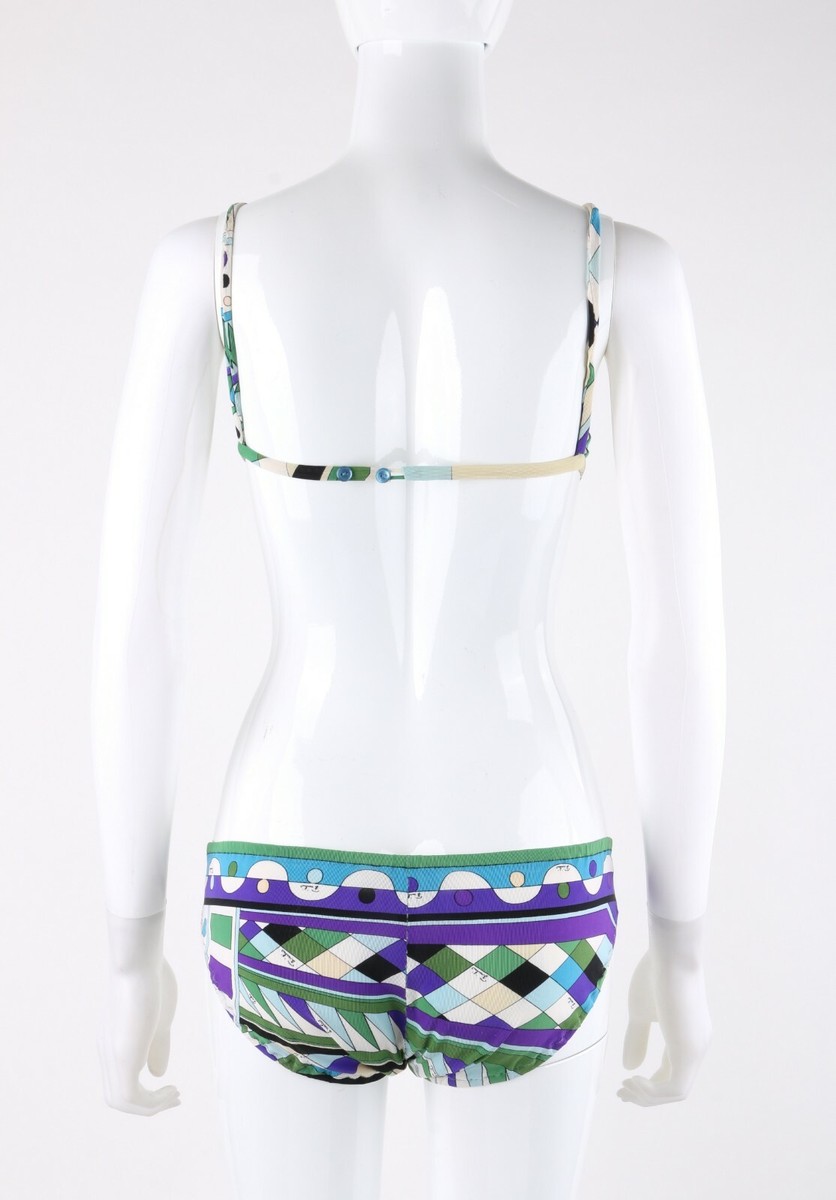 EMILIO PUCCI スイムウェア EMILIO PUCCI c.1960's Blue Signature Print 2 Piece Bikini
