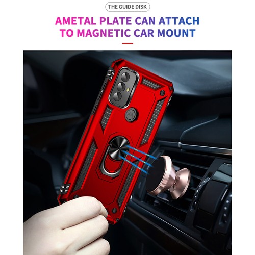 For Motorola Moto G Play 2023 Ring Case Magnetic Metal Kickstand +Tempered Glass - 第 34/45 張圖片